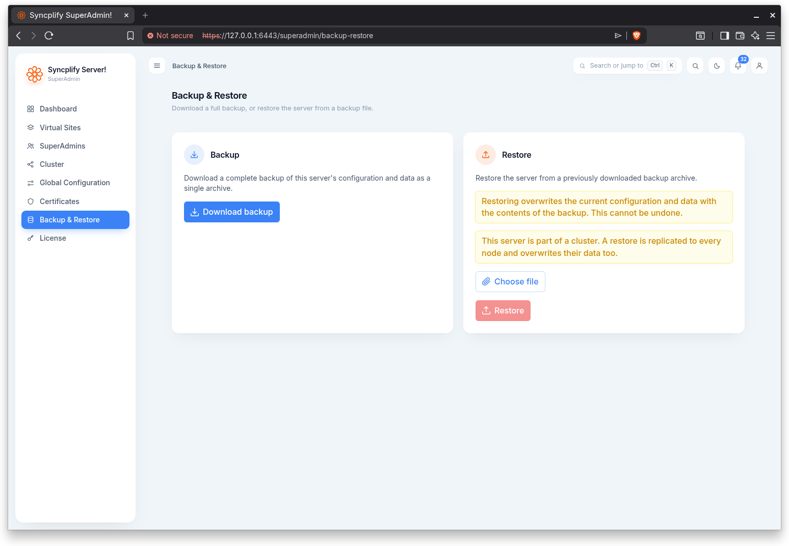 Backup and restore