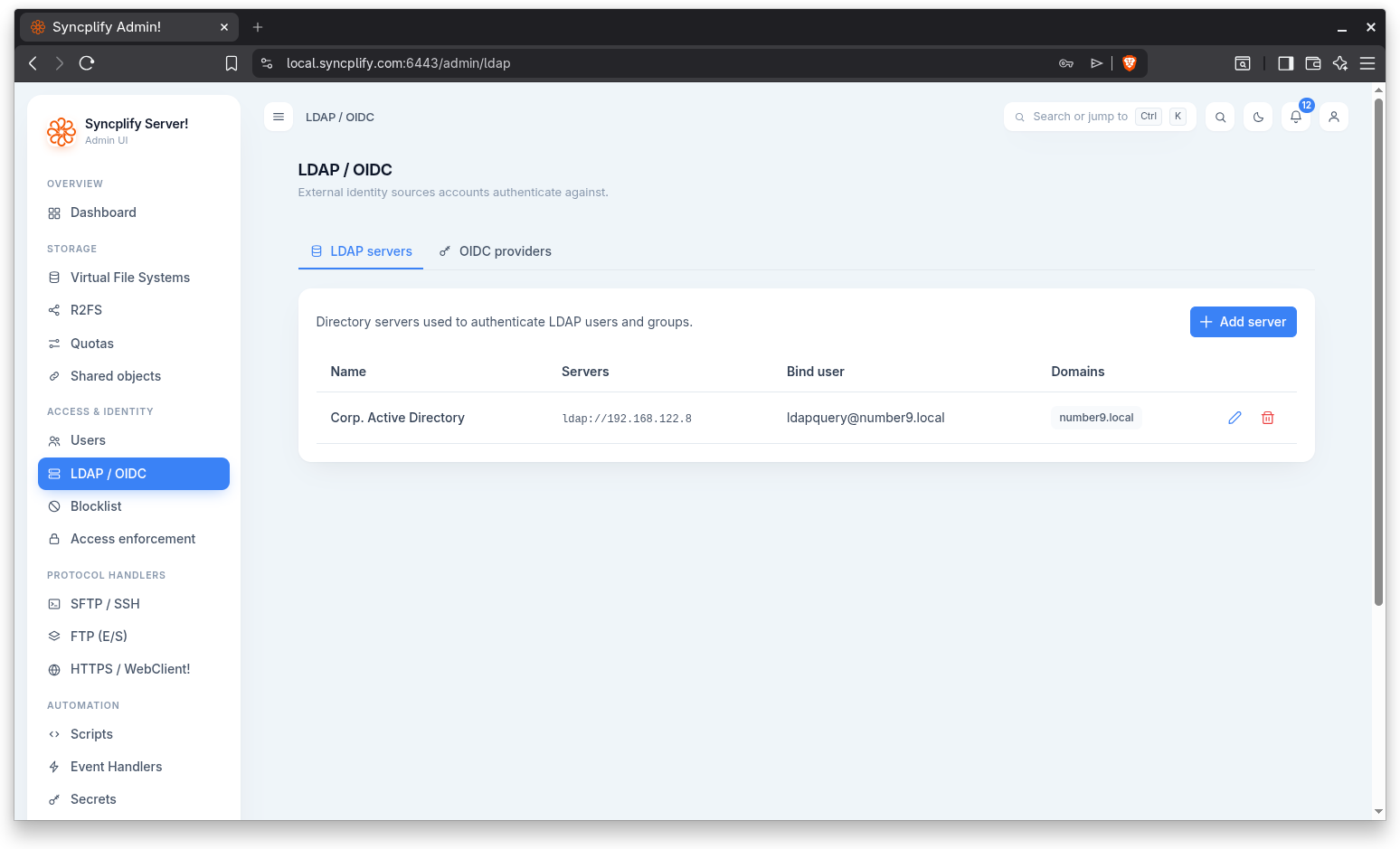 LDAP servers list