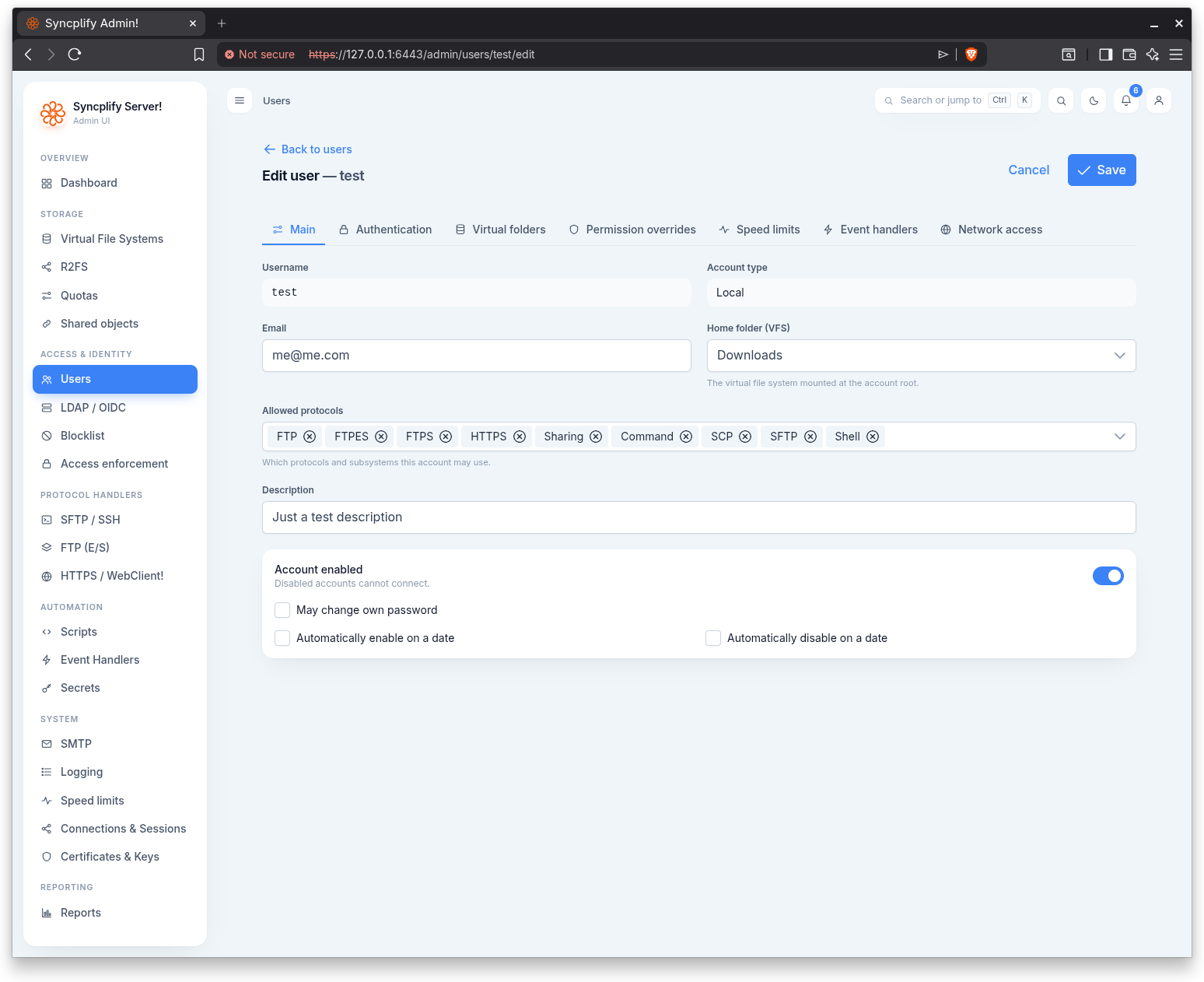 The user editor