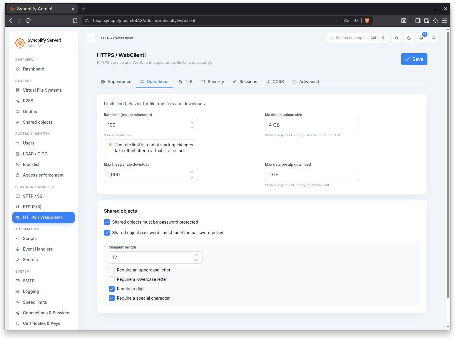 Operational tab